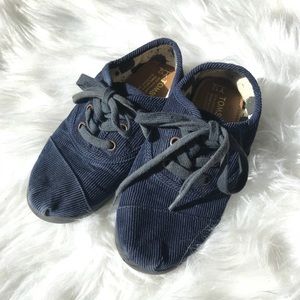 TOMS Kids Corduroy Navy Blue Sneakers Size 12